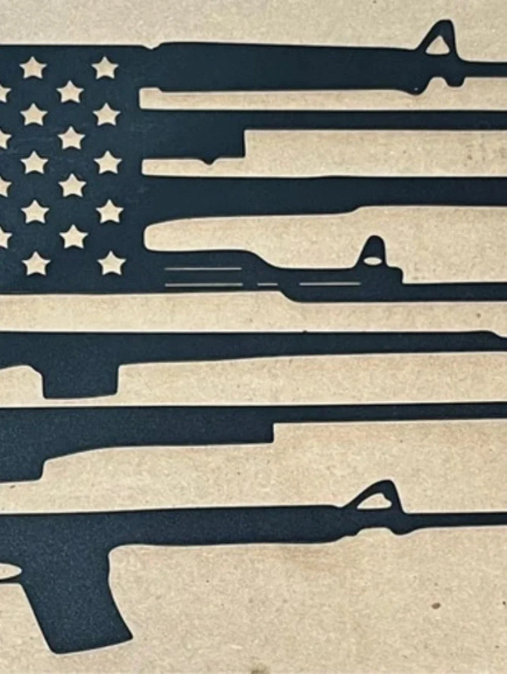 Metal Rifle American Flag - Cool ad to the man cave or she shed